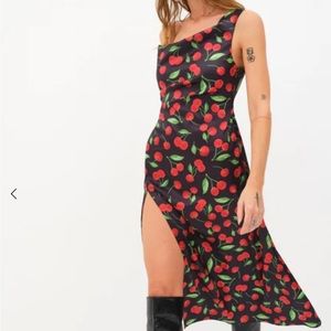 NWT For Love and Lemons Xena Cherry Print Midi Dress Sz M